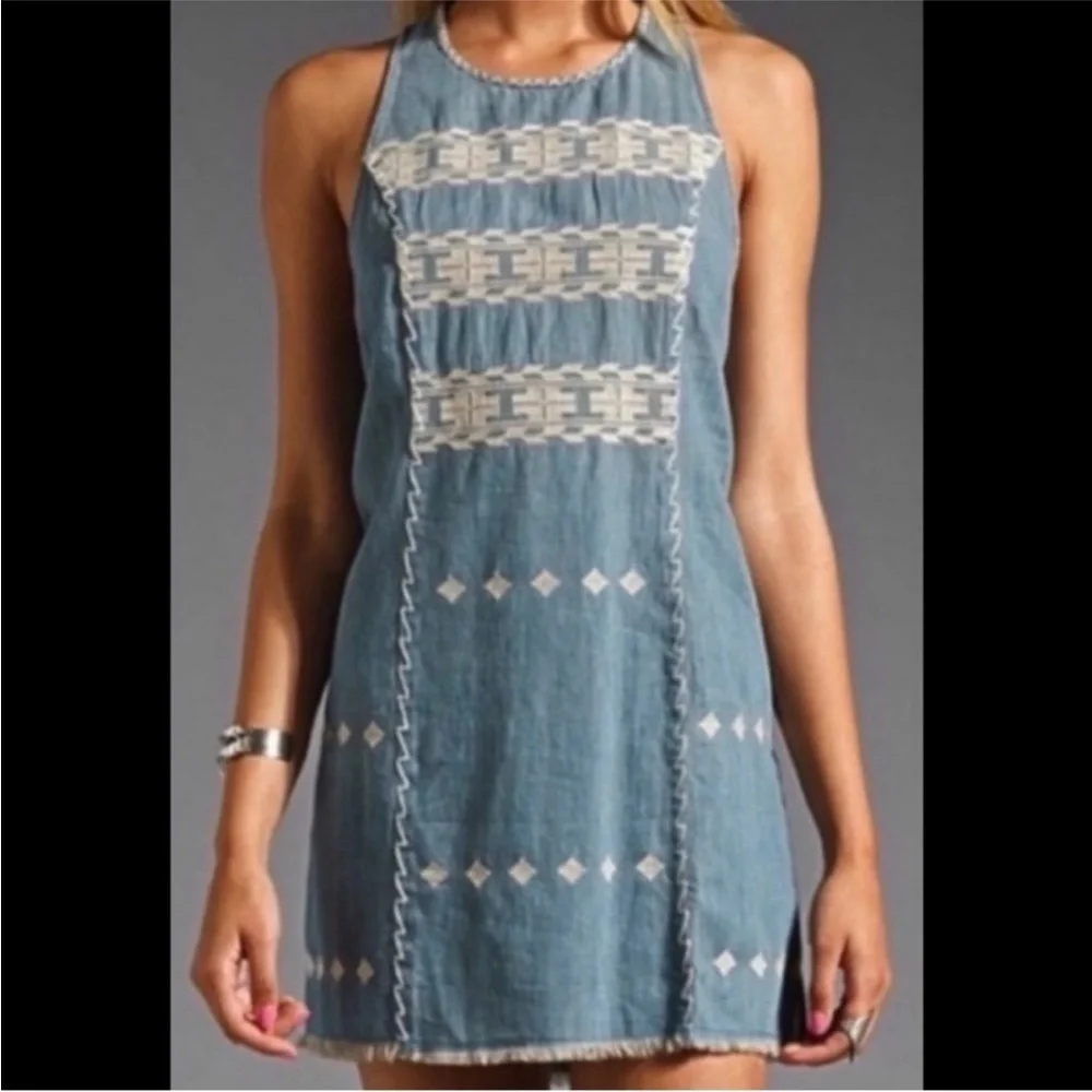 Free People Aztec chambray festival dress medium